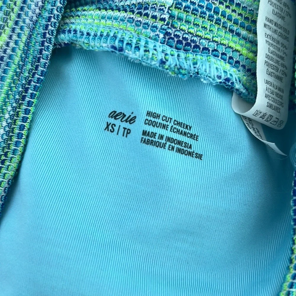Aerie Space Dye Longline Scoop Bikini Swim Top & High Cut‎ Cheeky Bottom Size XS